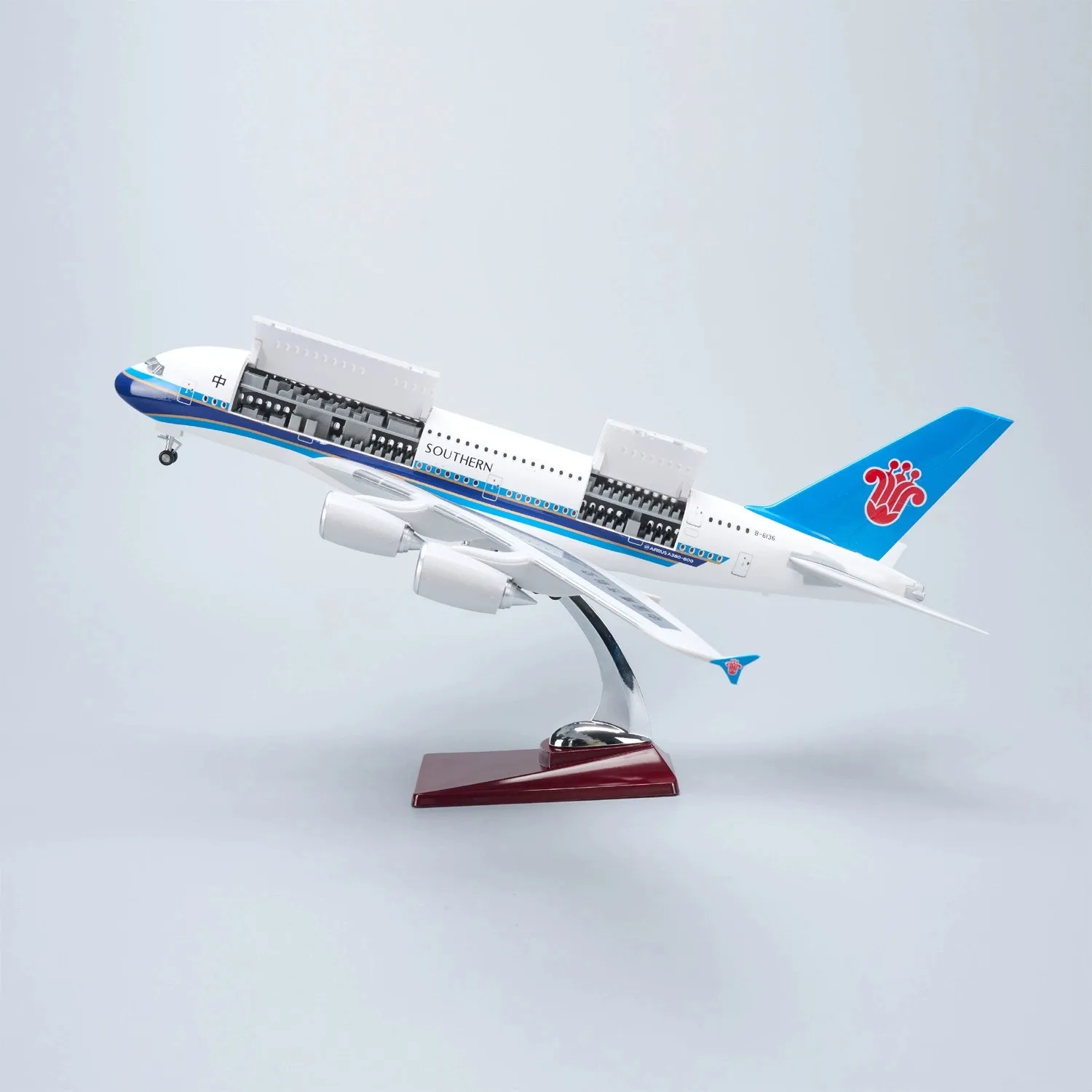 

A380 China Southern Airways 47CM Scale Model Resin Openable Cabin Door Miniature Airplane Diecast With Light Landing Gear Gift