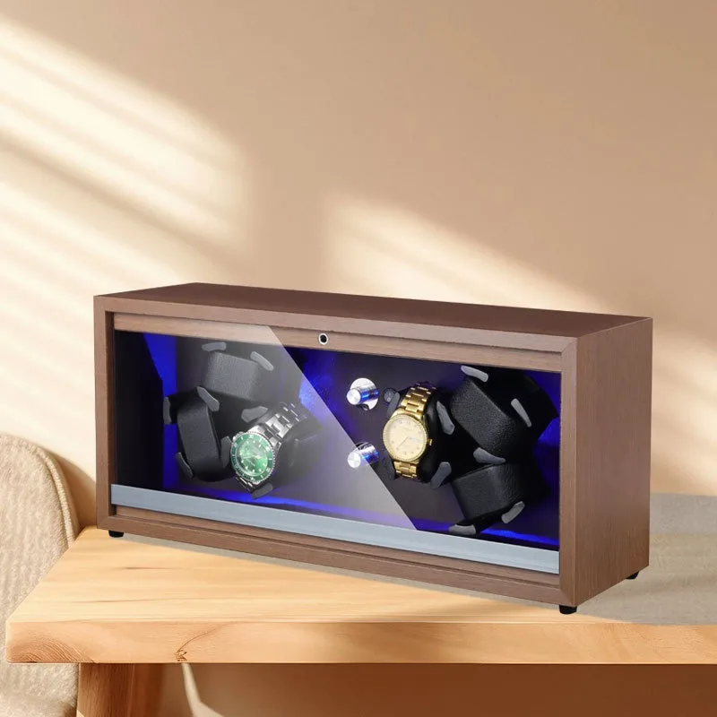 

Wooden Watch Winders Silent Antimagnetic Automatic Watch Winder Luxury Transparent Acrylic Watches Winders LED Lamp Watches Box