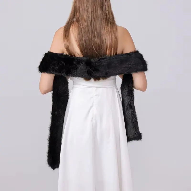 

A Pair of Winter Imitation Fox Fur Extended Scarf for Men and Women, Fashionable Warm Decorative Scarf
