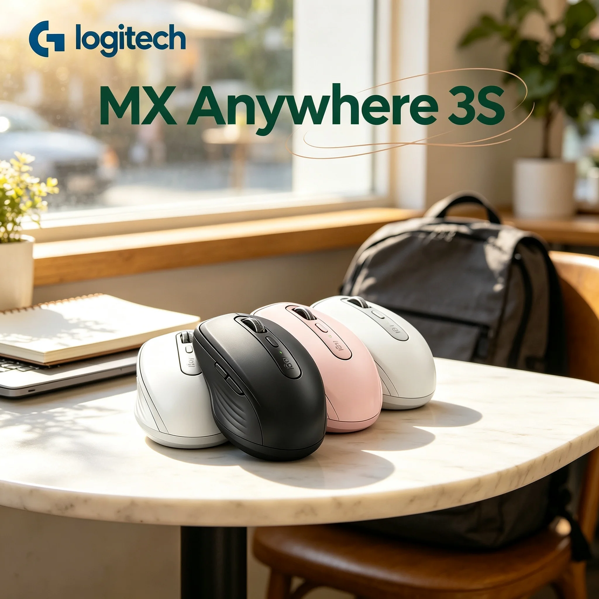Travel Friendly Logitech MX Anywhere 3S Wireless Bluetooth Mouse Rechargeable Compact Laptop Mouse