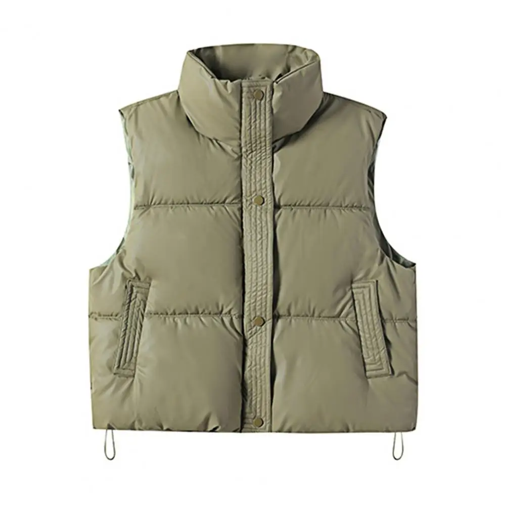 Women Vest Coat Lightweight Women Vest Women's Winter Padded Vest Coat with Stand-up Collar Drawstring Hem Outdoor for Windproof