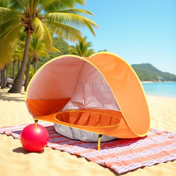 嬰兒沙灘帳篷便攜式遮陽泳池防紫外線遮陽棚,適用於嬰幼兒戶外玩具、兒童游泳池遊戲屋帳篷玩具 10 最佳銷售 兒童帳篷 - №4
