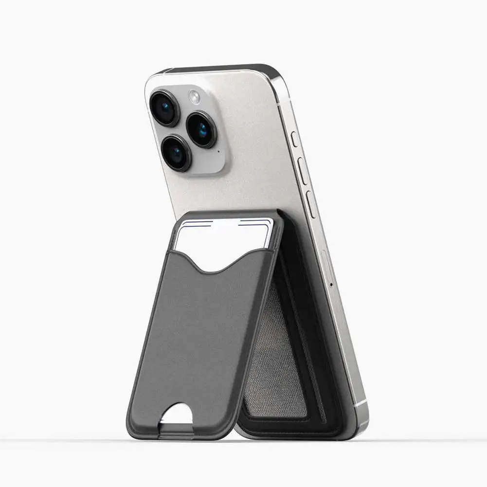 Magnetischer Kartenhalter-Ständer mit Spiegel, Verstellbarer Ständer, PU-Kartenhalter, Handyhalterung für iPhone 17 16 15 14 13 12 – Detail 13