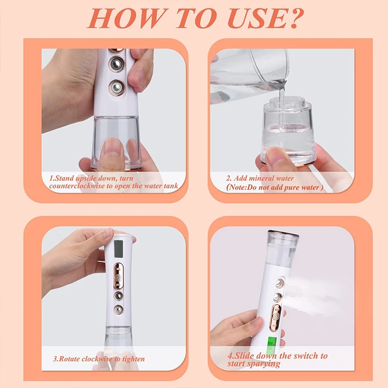 Pulvérisateur de brume facial portable à double tête, mini humidificateur hydratant, soins de la peau, affichage LED, nébuliseur de détermination de la vapeur qualifiée ale