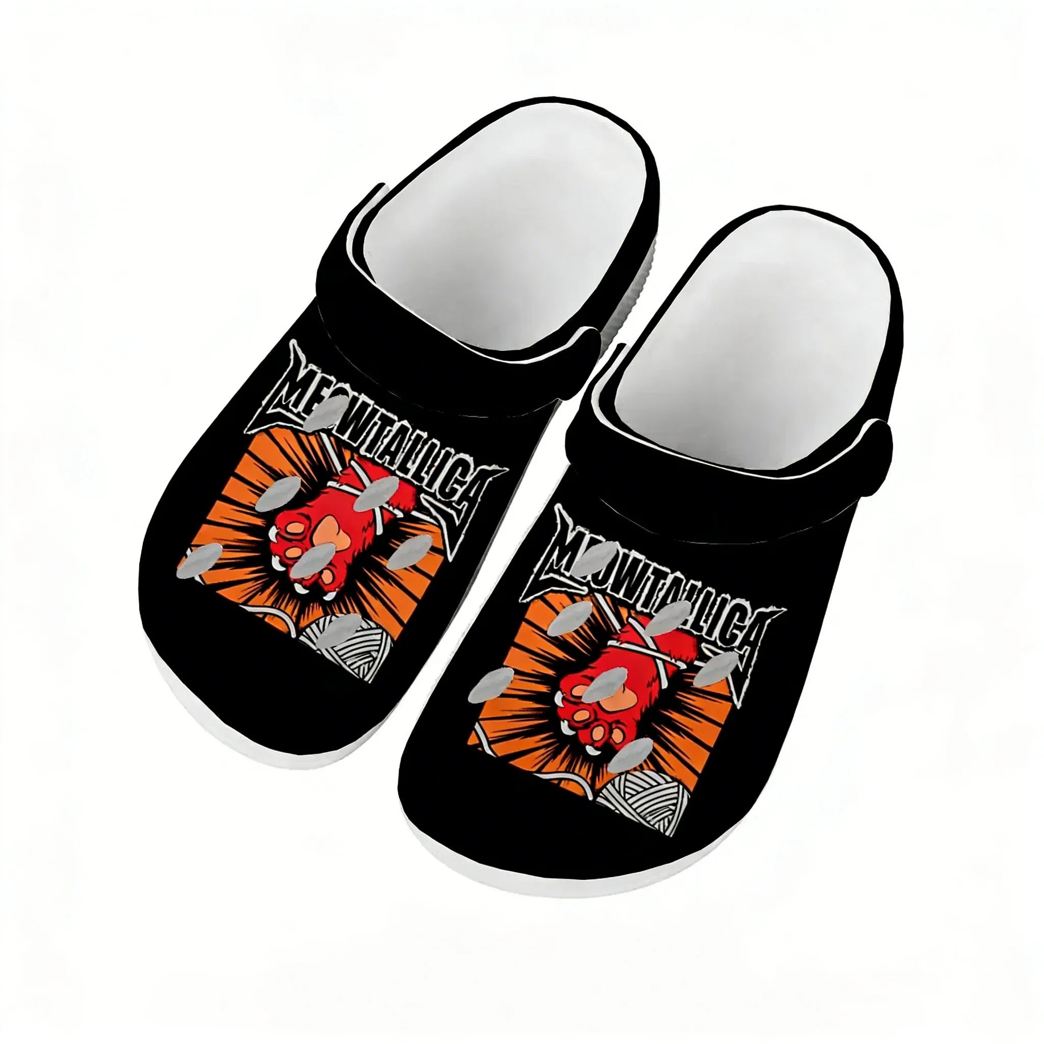 

Cat Meowtallica Water Shoes Men Women Comfortable Fashion Home Garden Clogs Customizd Sandals Beach Breathable Hole Slippers
