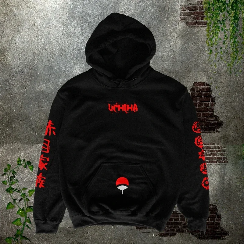 Sudadera con capucha Unisex de gran tamaño Nsruto Uchiha Sasuke Itachi Obito Anime para hombre moda Otoño Invierno jersey mujer suéter deportivo de algodón