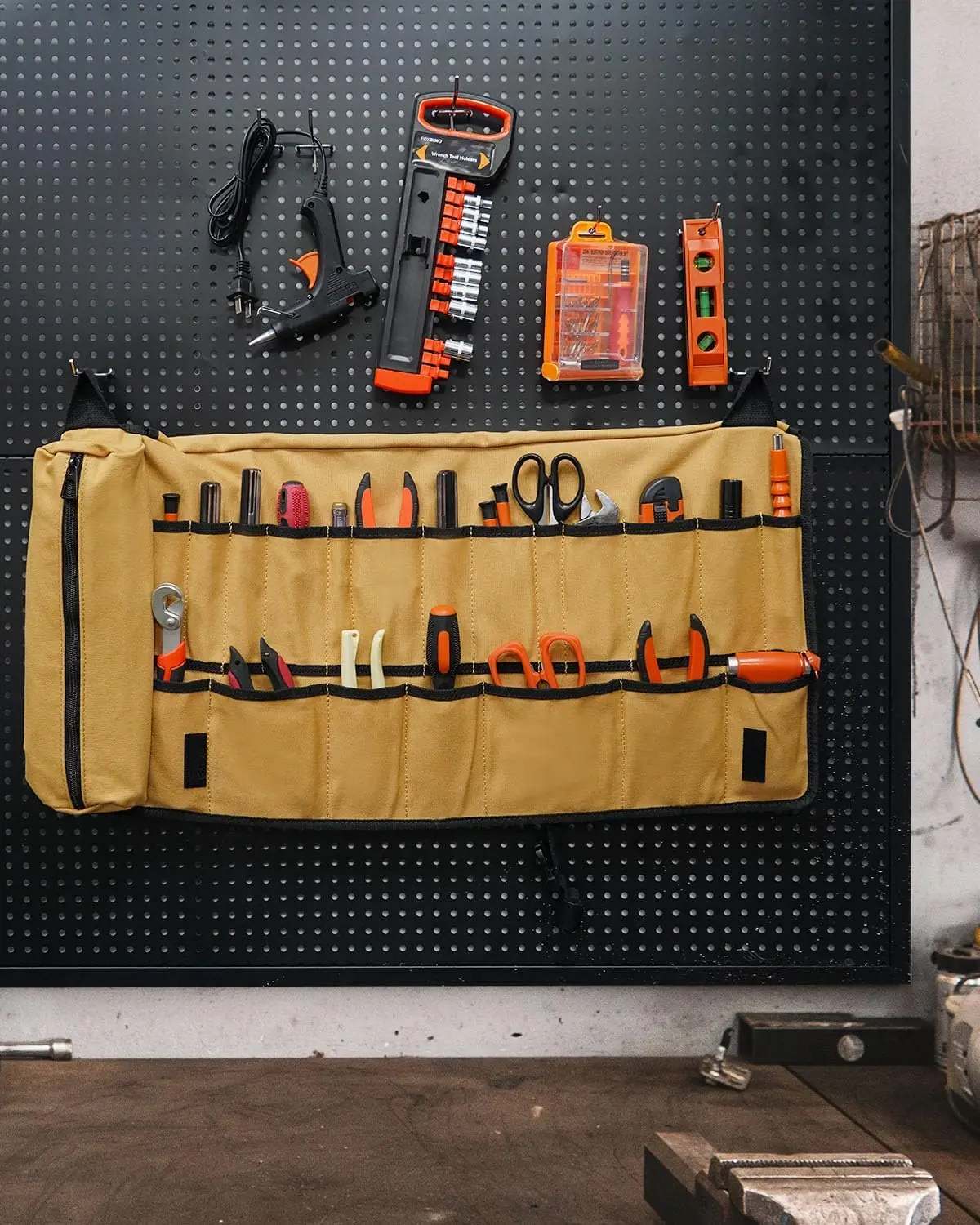 Tool Roll, Heavy Duty Tool Roll Bag Organizer, Roll Up Tool Pouch with 20+1 Pocket, Gifts for Men Father Dad Mechanic