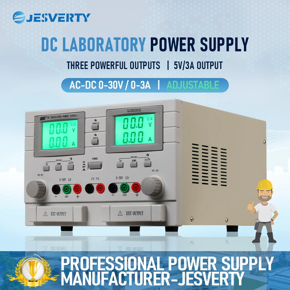 QJ3003Xlll 195W 3-way DC Regulated Desktop Power Supply 0-30V 0-3A Adjustable,3-digit Display,Current Limiting protection