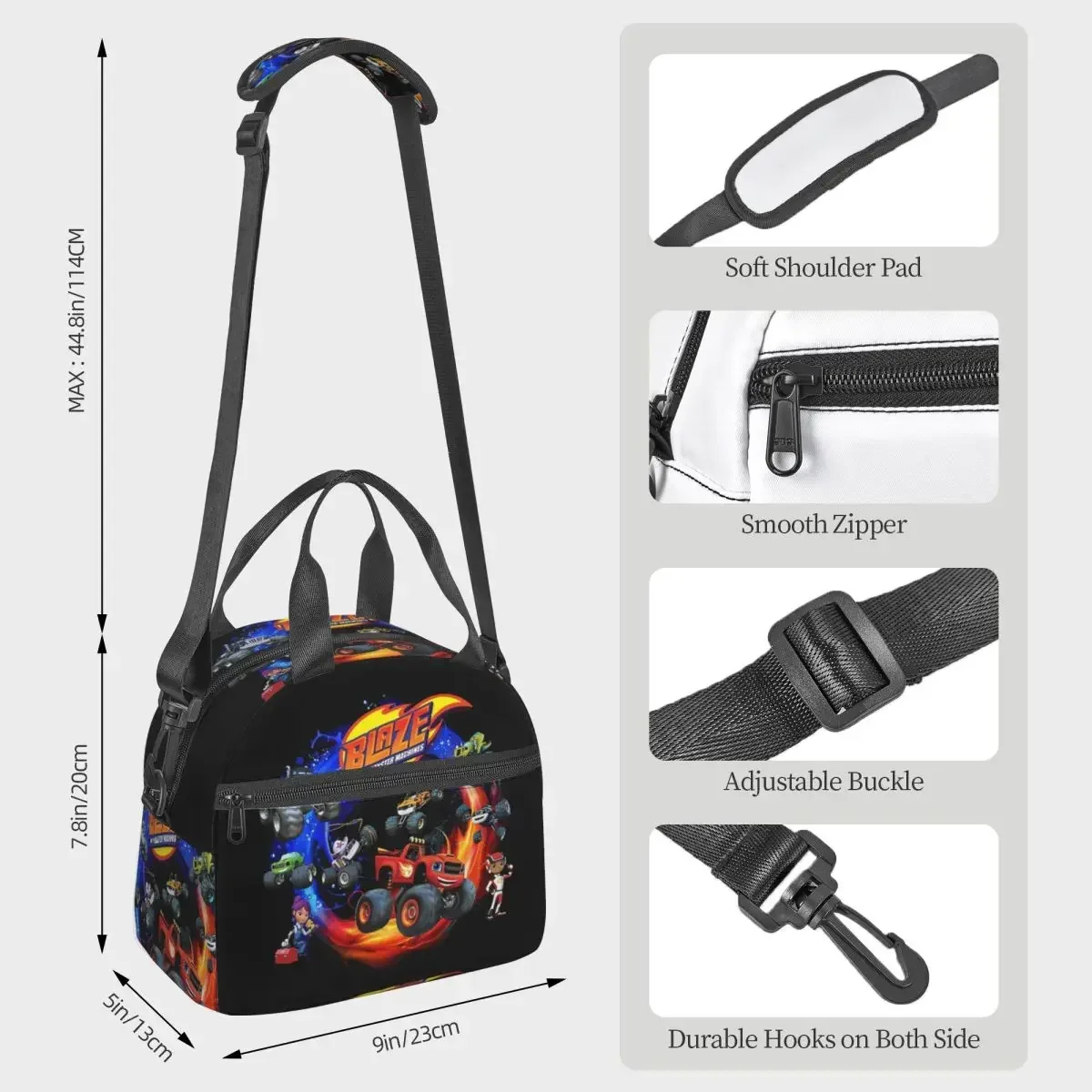 Blaze And The Monster Machines Active Insulated Lunch Bag for Kids School Cooler Thermal Box Tote Leakproof Lunch Boxes