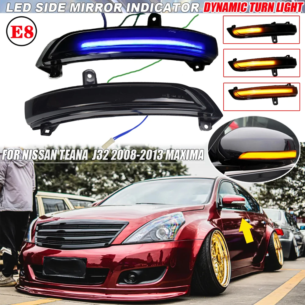 1 Pair LED Side Wing Scroll Dynamic Blinker Turn Signal Light For Nissan Teana J32 Maxima 2008-2013 Rearview Mirror Indicator