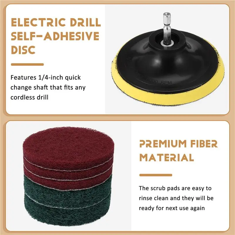 TFTP-Drill Power Brush Tile Scrubber Scouring Pads Cleaning Kit, Heavy Duty Household Cleaning Tool (Drill NOT Included)