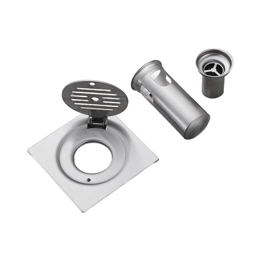 Stainless Steel Floor Drain with Lock for and Water Prevention - 9.8x9.8x9CM Silver Drain for Indoor Wet Areas