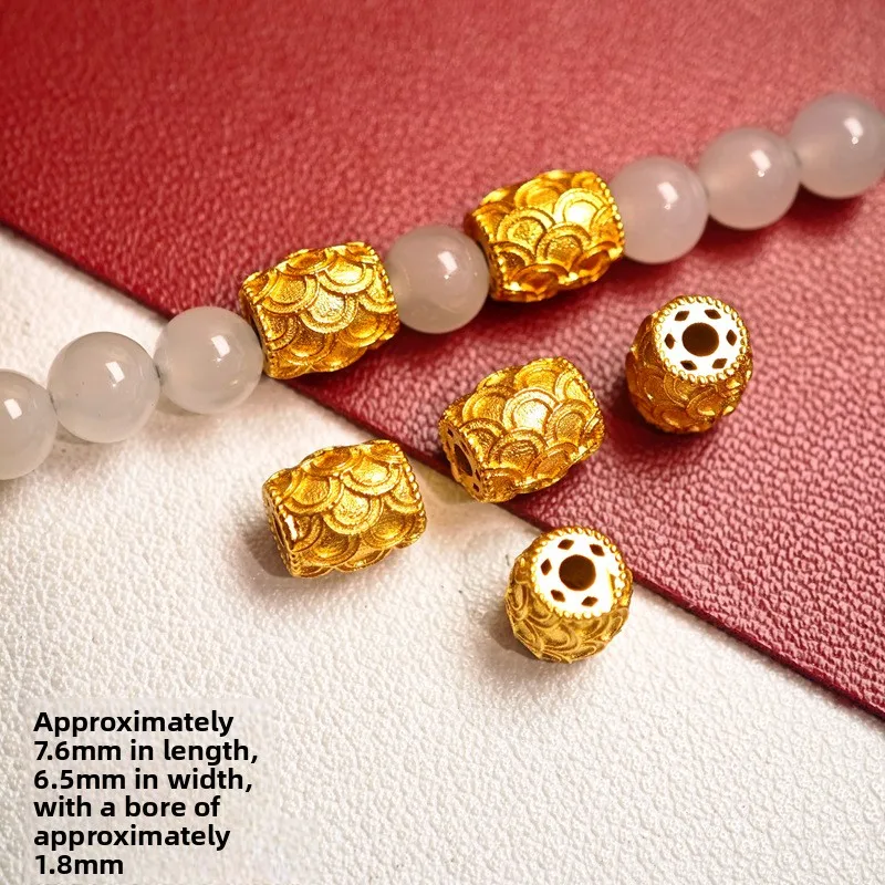 24k Gold Plated Brass Chinese Auspicious Spacer Beads Four Leaf Clover Fish Fortune Blessing Diy Jewelry Making Wenwan Bracelet
