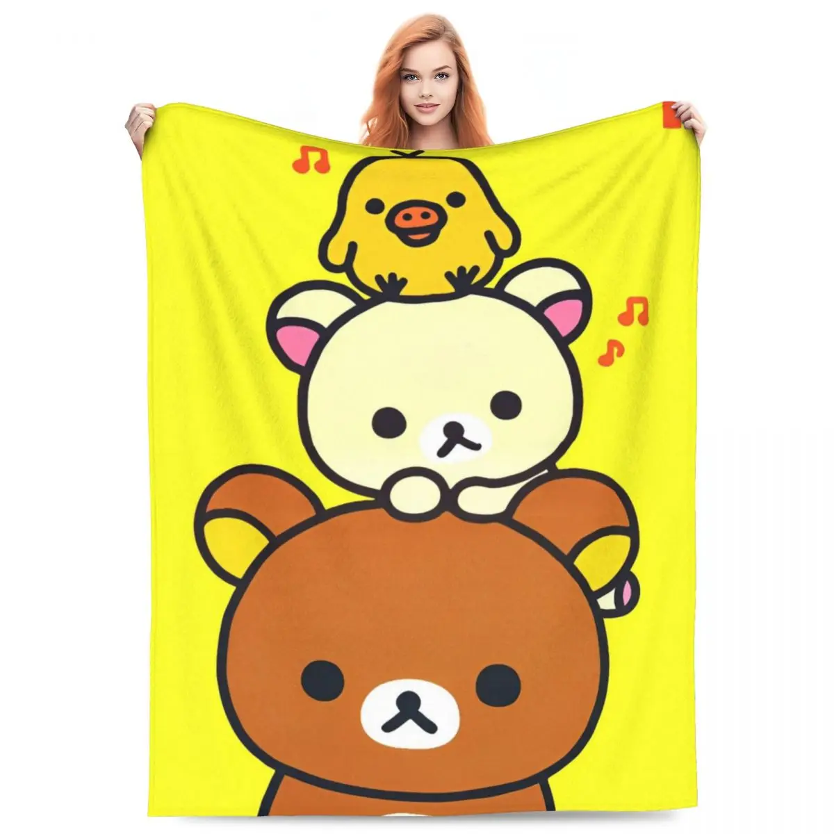 Rilakkuma Cartoon Blankets Warm Soft Comfortable Plush Throw Blanket For Couch Chair Decorative Flannel Bedspread Bed Cover