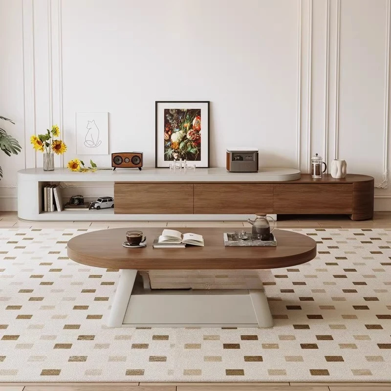 

Second-hand coffee table TV cabinet combination living room small apartment retro new Chinese telescopic TV cabinet coffee table