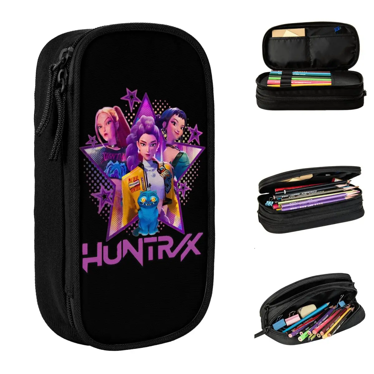 

Cute Kpop Demon Hunters Huntrix Girls Pencil Case Pencil Pouch Pen Box for Student Big Capacity Bag School Supplies Gift