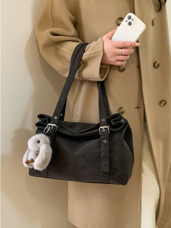 

Высококачественная женская сумка через плечо в стиле ретро, большая вместительная осенне-зимняя ручная сумка-тоут, повседневная простая сумка из мягкой кожи