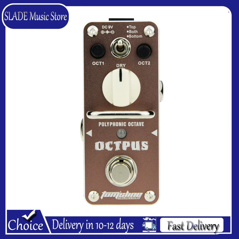 Pedal de Efectos para Guitarra Eléctrica AROMA AOS-3 Octpus, Octava Polifónica, Mini Guitarra, Pedal Individual, True Bypass, Accesorios para Guitarra ﻿