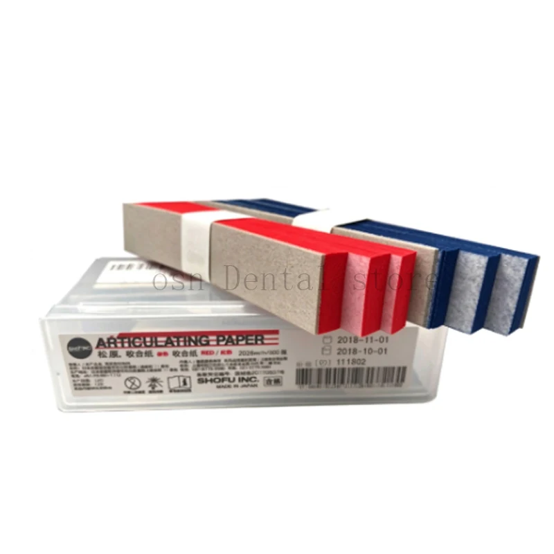 SHOFU Dental Articulating Paper 300pcs Dental Occlusion Paper Red Articulating Film for Teeth Occlusal Check Dentist Clinic Use