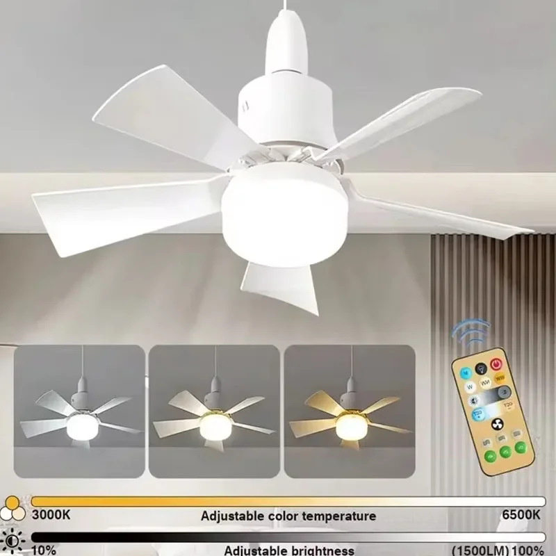 2024 Ceiling Fan LED With Light Remote Control Dimmable 30W E27 Base Modern Smart Wireless Fan Bedroom and Living Room Lighting