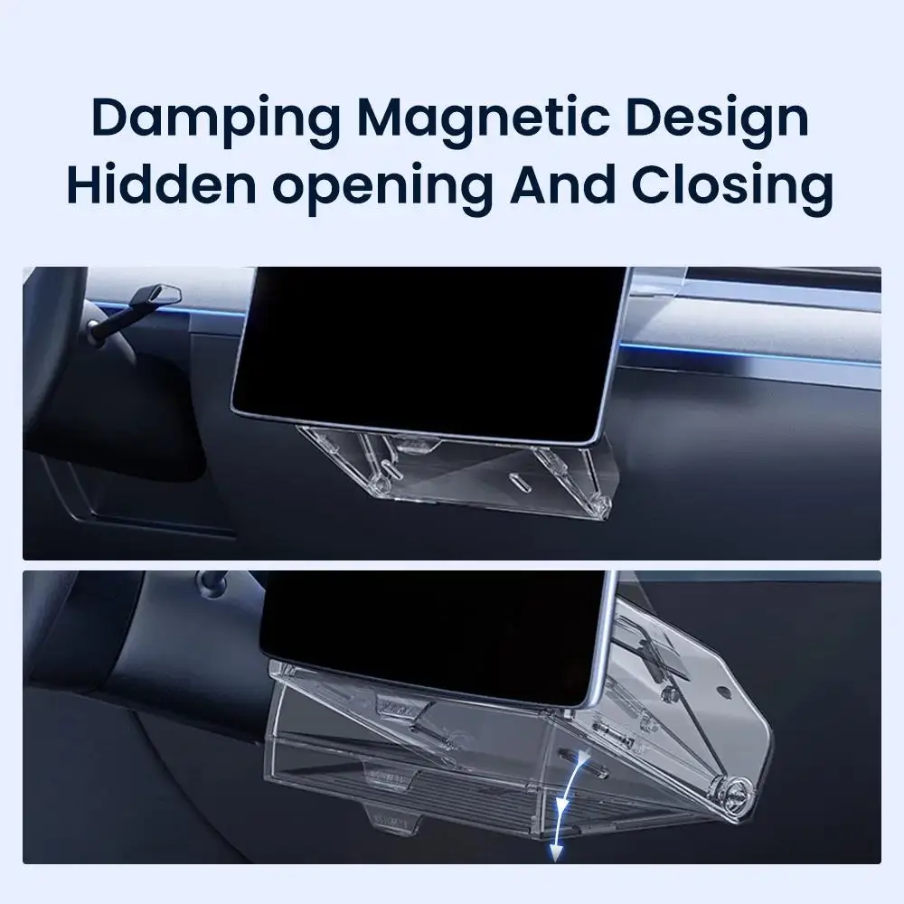 For 2021-2024 Tesla Highland Model 3 Y Tray Magnetic Under Screen Hidden Storage Box Magnetic Hidden Pro Screen Storage Box