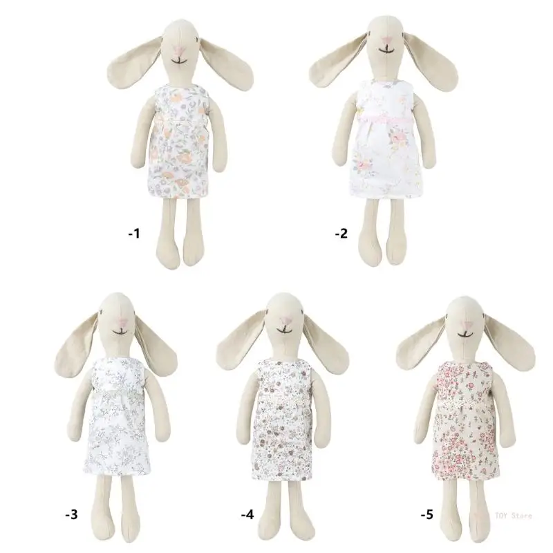 

Floral Print Skirt Rabbit Plush Kid Plush Toy for Toddler Accompany