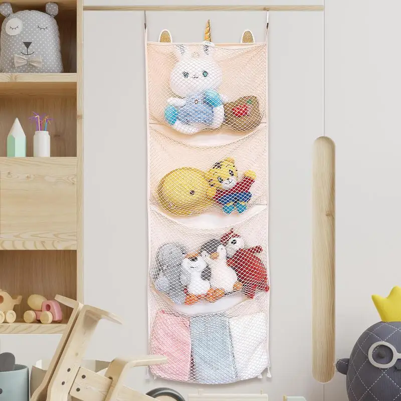 Bolsa colgante de almacenamiento sobre la puerta, organizador para rellenos, juguetes para bebés, almacenamiento de juguetes de animales, bolsa de red de almacenamiento colgante de felpa/hamaca, 1 Uds.