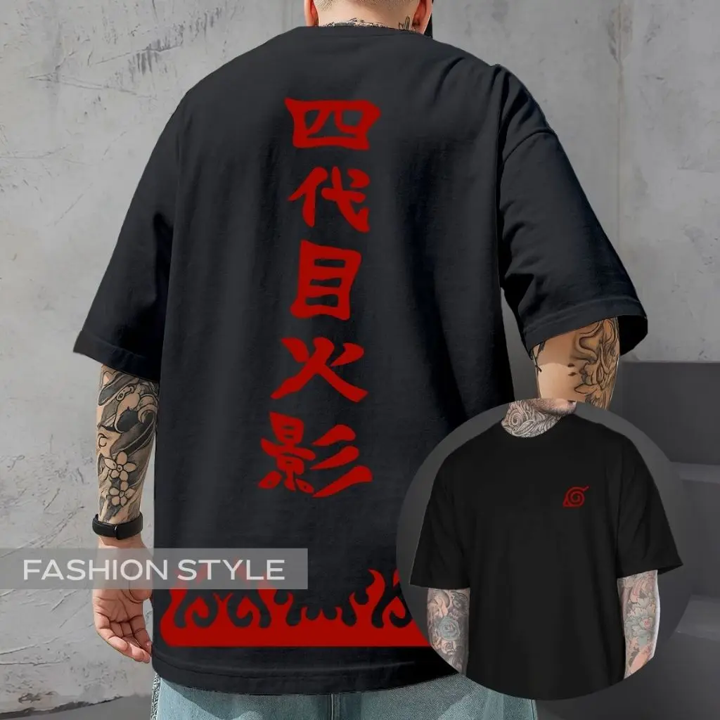 Naruto Fourth Hokage T-Shirt Minato Namikaze Print Tee Konoha Symbol Anime Unisex Men Women and Kids Streetwear Shirt Fan Gift