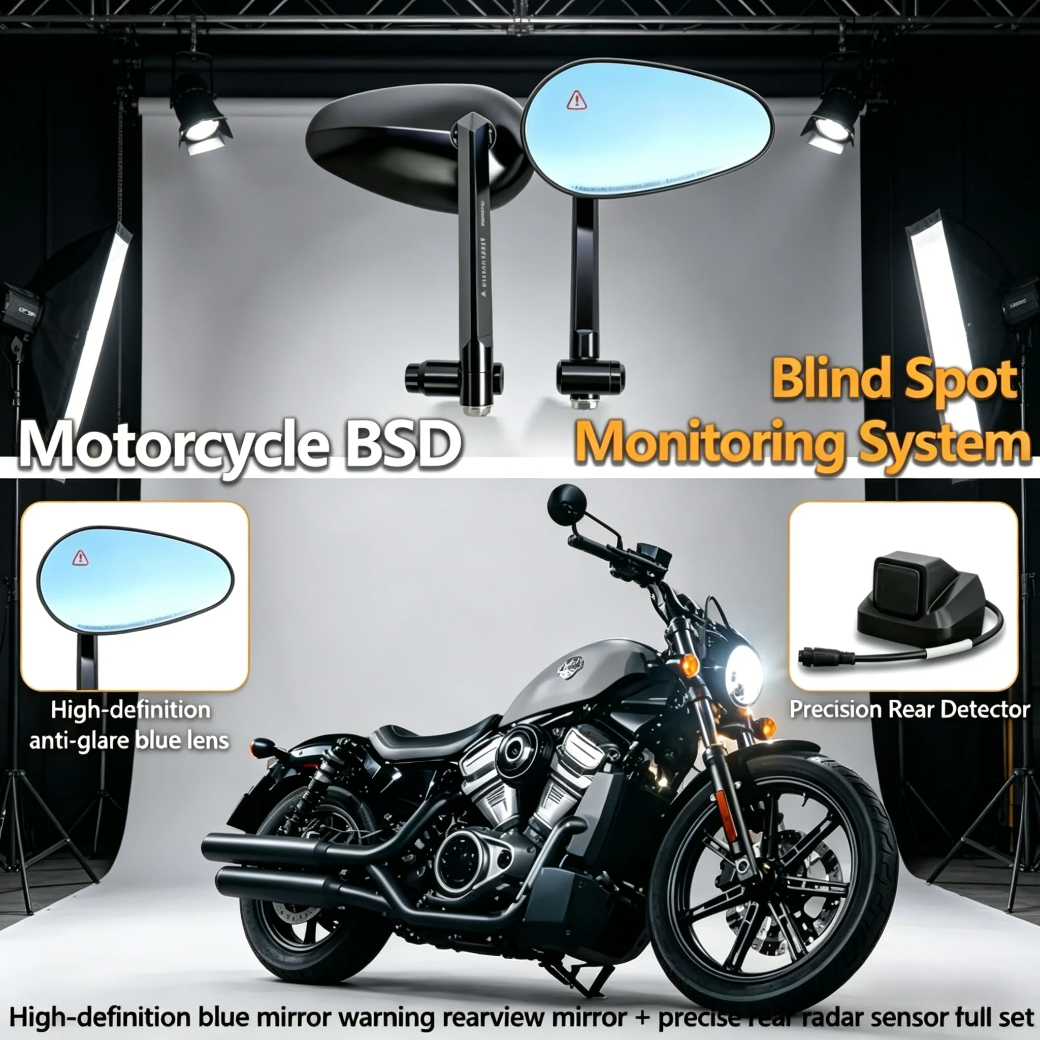 

Антибликовое радарное зеркало, HD-сенсор заднего вида, аксессуар для мотоцикла Harley Nightster 975 2026