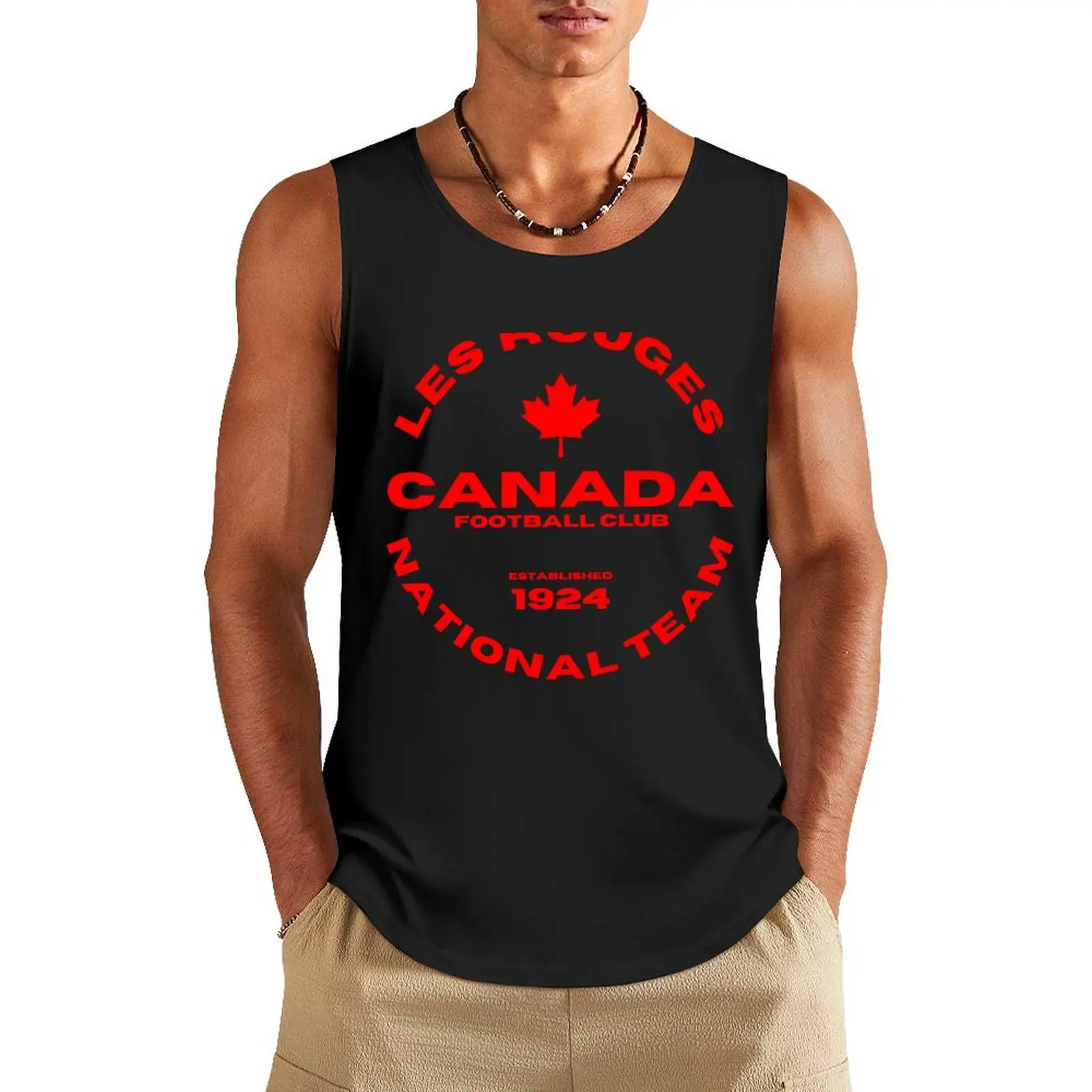 Les Rouges-Team Canada-Canada Soccer Team-Canada Soccer 2022-CANMNT-CANWNT Tank Top t-shirt gym man Men's gym articles