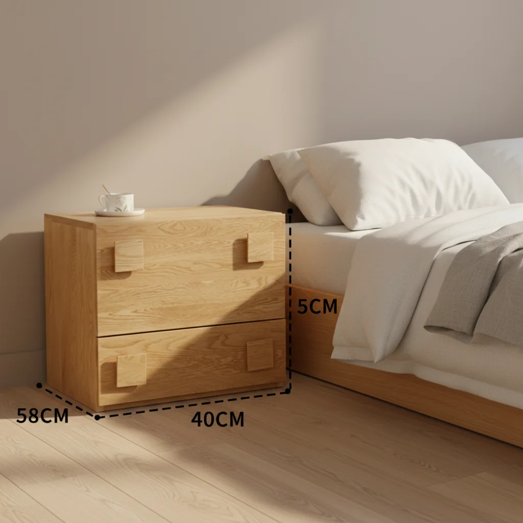 # Luxury Modern Nordic Style Solid Wood Oak Nightstands 2 Drawers Storage TV