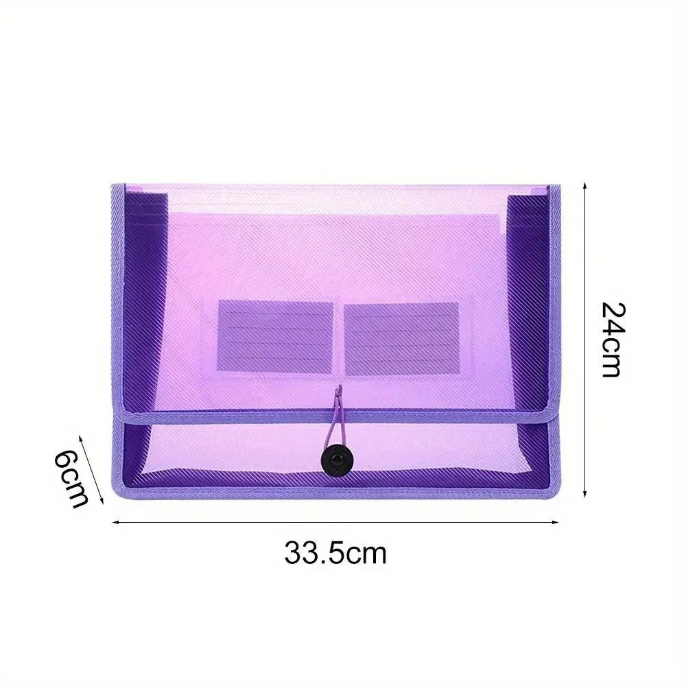 1pc Transparent Lightweight File Bag Portable Waterproof Folder Document Holder Large Capacity Button Storage School Test Paper