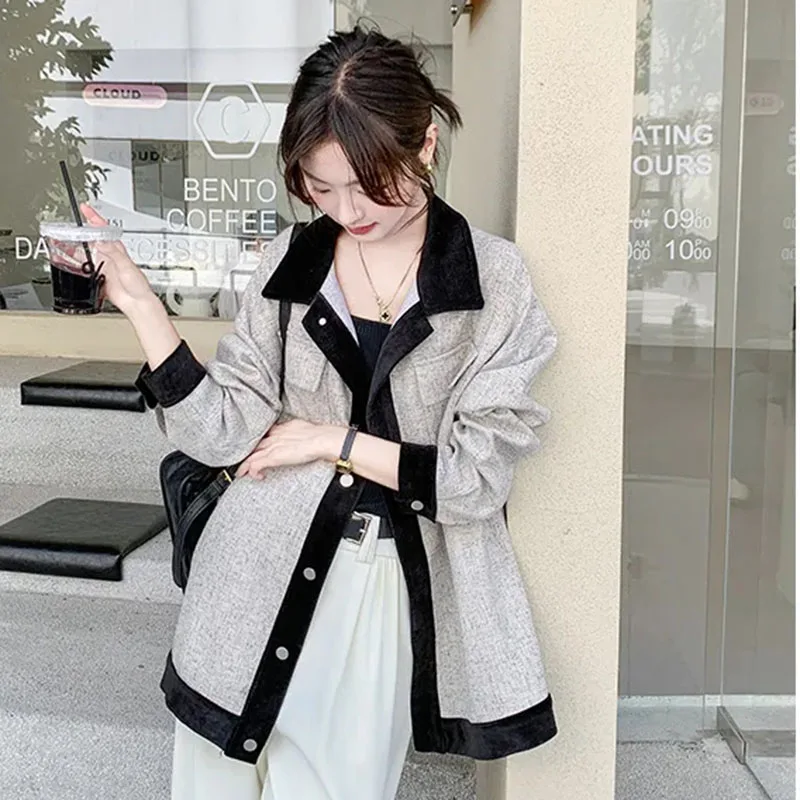 Damski nowy temperament Casual Joker luźny, wąski płaszcz damski wiosenny i jesienny lekki płaszcz Casual jednorzędowy płaszcz z klapami