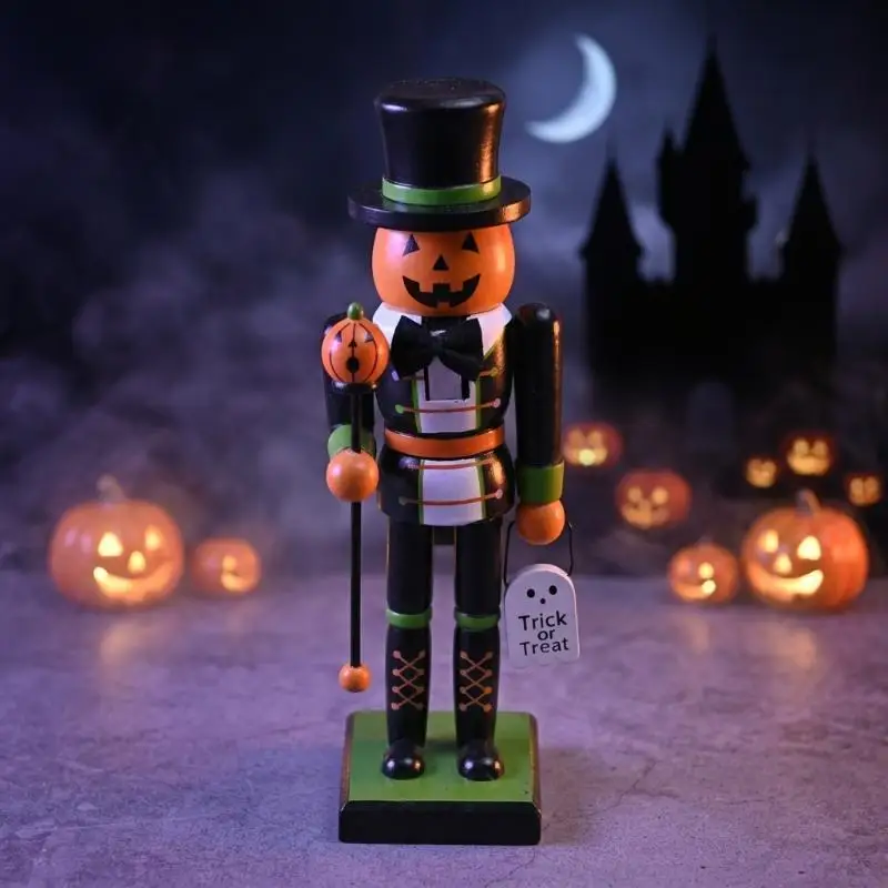 Halloween Wooden Nutcracker Wooden Nutcracker Figures Holiday Decor Goody Bag Fillers Spooky Decor Figurine for Home Display