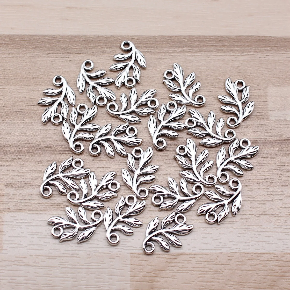 IFOCUS 20pcs/Lot Leaf Connector Charms For DIY Jewelry Making Zinc Alloy 10x15mm/0.39x0.59inch