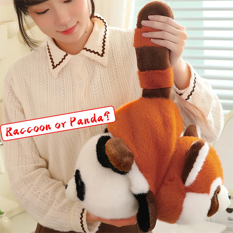 Mengubah mainan Panda Flip hewan lucu Panda merah boneka mewah 2-in-1 Flip perubahan rakun bantal lembut hadiah anak-anak