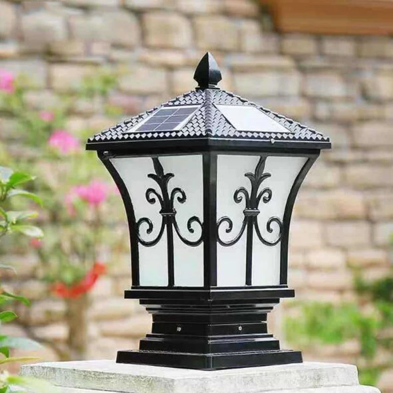 

Solar Pillar Lamp Outdoor Waterproof Column Head Light For Garden Wall Lamp Post Deck Cap Fence Landscape Lamp Light