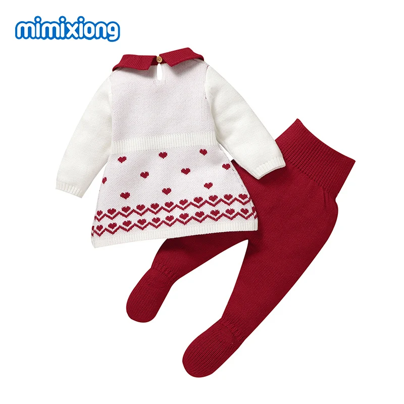 Autumn Baby Girls Clothes Sets Winter Turtle Neck Long Sleeve Knit Sweaters Dress Tops+Leggings Infant Outfits 2pcs Toddler Wear