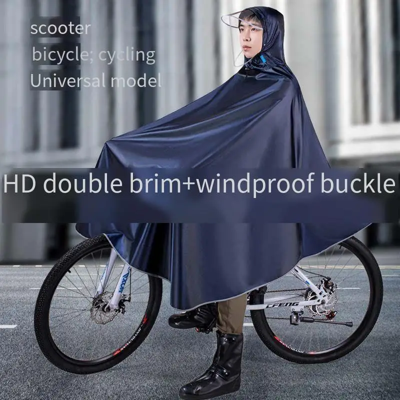 Cycling Raincoats Thicker Hooded Water-proof Wind-proof Long Poncho Universal Rain Cape Protective Bicycle Safe Scooter Cover