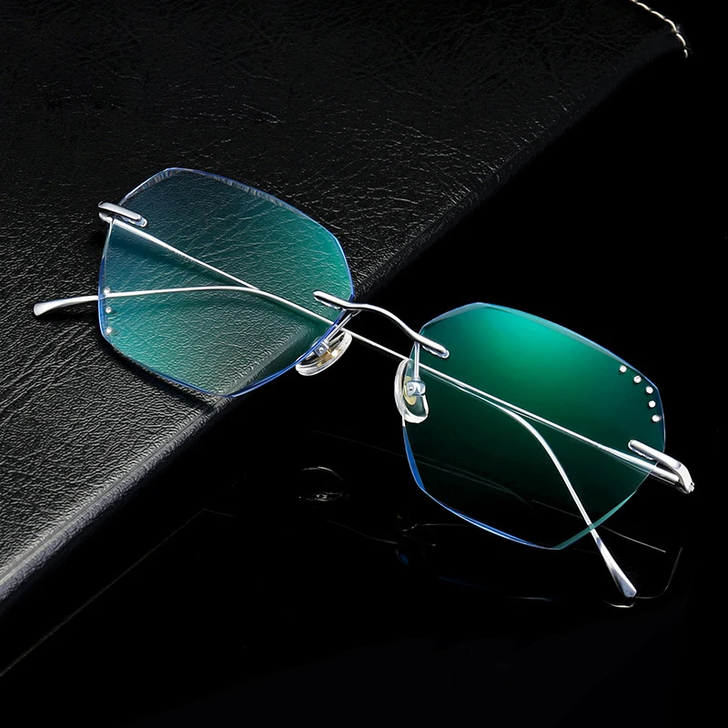 

AOLIYA New Luxury Fashion Rimless Glasses Polygon Ultra Light Titanium Eyewear Optical Prescription Frames Man Woman
