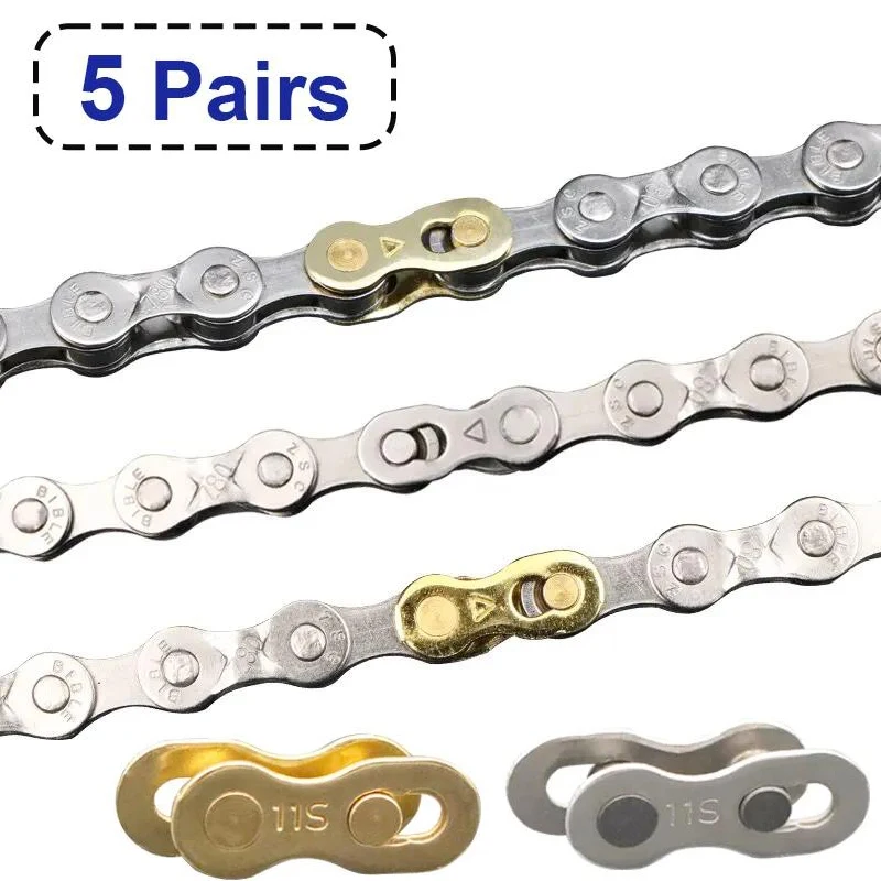 

Bicycle Chain Link Connector Joints Magic Buttons 6 7 8 9 10 11 12 Speed, 5 Pairs Road Cycling Mountain Bike Quick Master Links