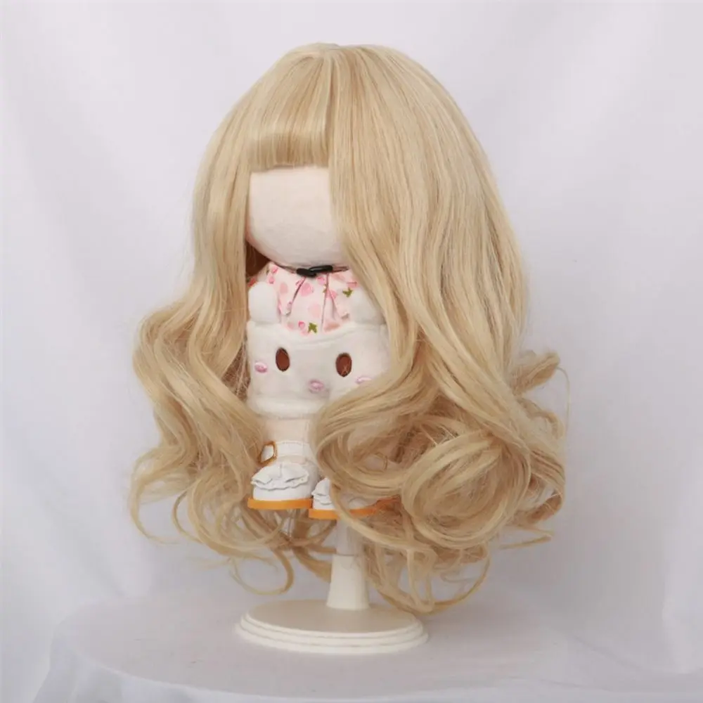 Fake Smooth Heat Resistant Fiber Invisible High quality Plush Doll Wigs Cosplay Hair Long Blonde Curls Girl Toy Wigs