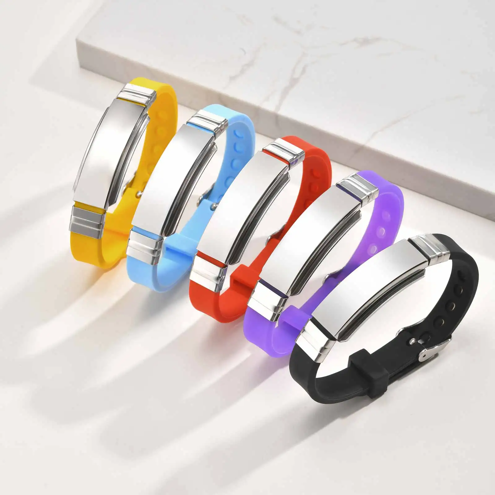 

Adjustable Stainless Steel Bracelet for Men Women, Personalized Customize Name Silicone Watch Strap Wristband,Fashion Jewelry