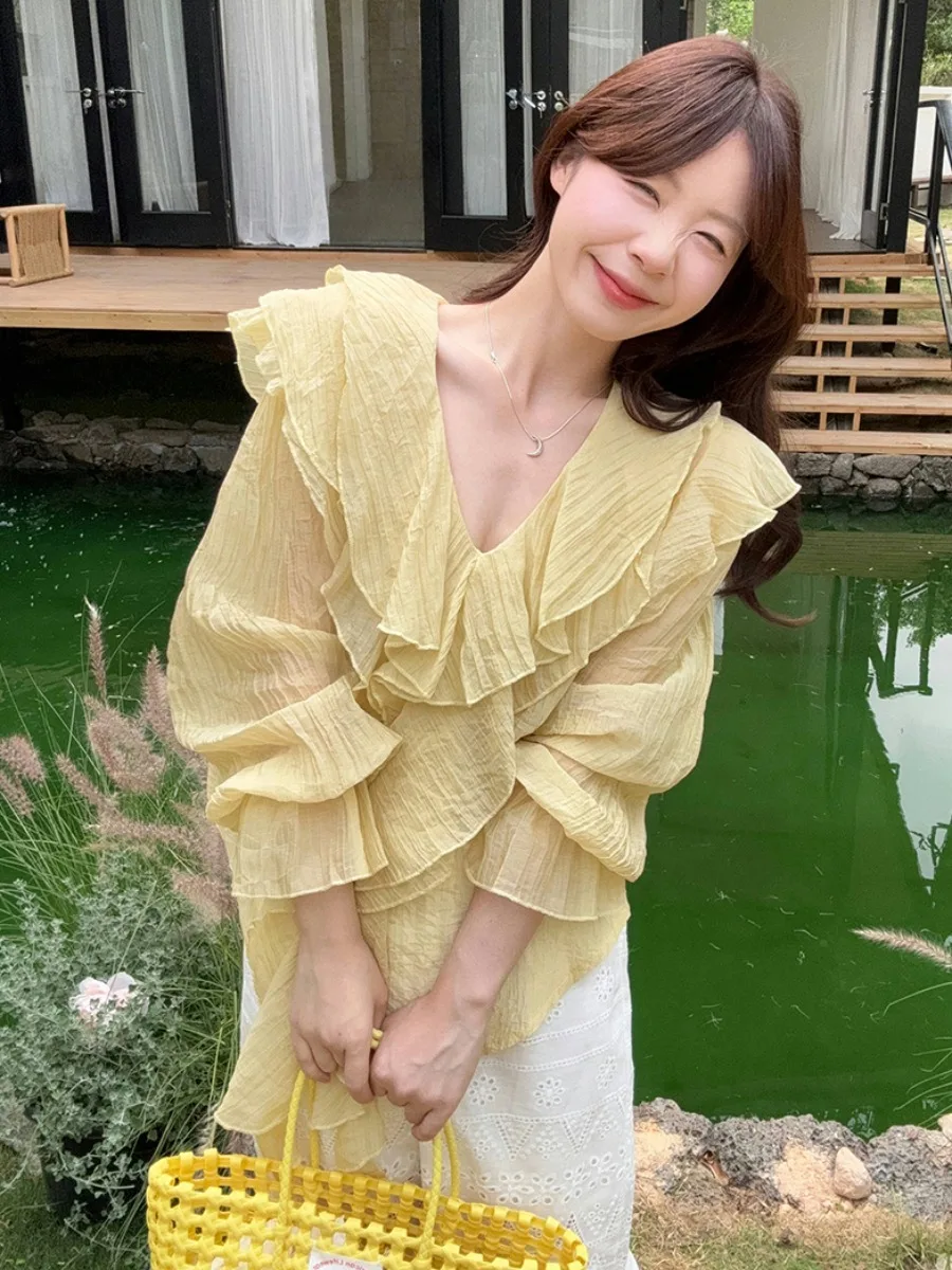 

Новая летняя женская рубашка больших размеров в корейском стиле из облачного шелка с защитой от солнца, с цветочным принтом, повседневная, дышащая, свободного кроя