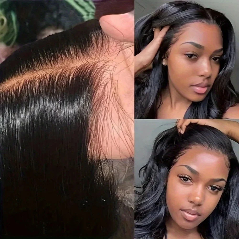 Perucas dianteiras de renda reta cabelo humano 13x6 peruca frontal de renda cor natural 200 densidade pré arrancadas perucas transparentes para women1b