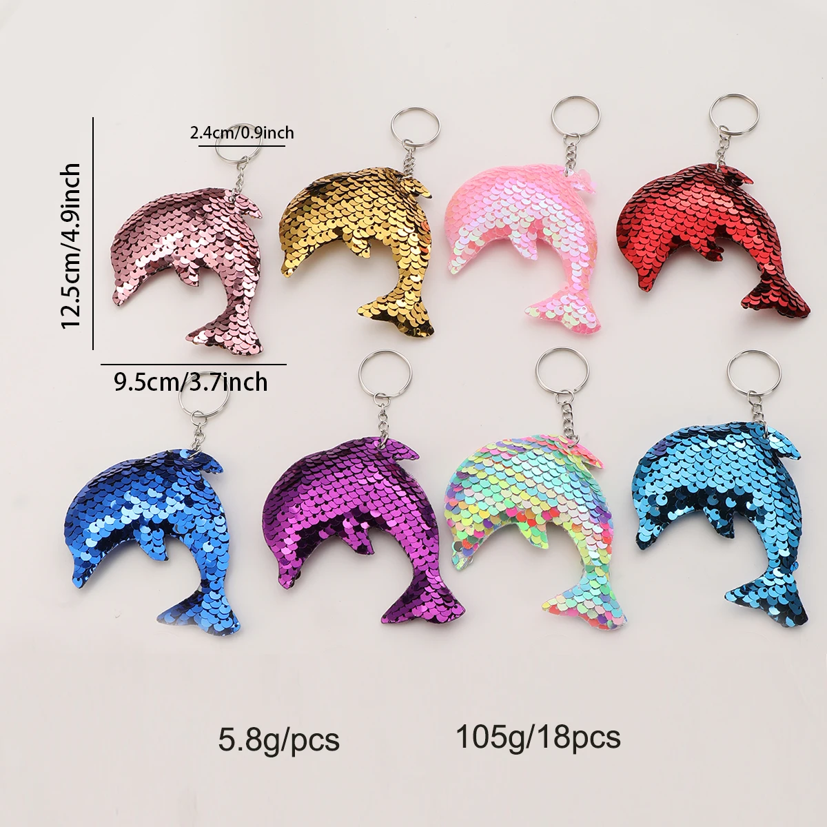 18 Stück Pailletten Schlüssel bund, Glitzer doppelseitige Delfine geformte Schlüssel ring Dekoration Brieftasche Tasche Rucksack Charms Geburtstags feier Gefälligkeiten – Detail 6