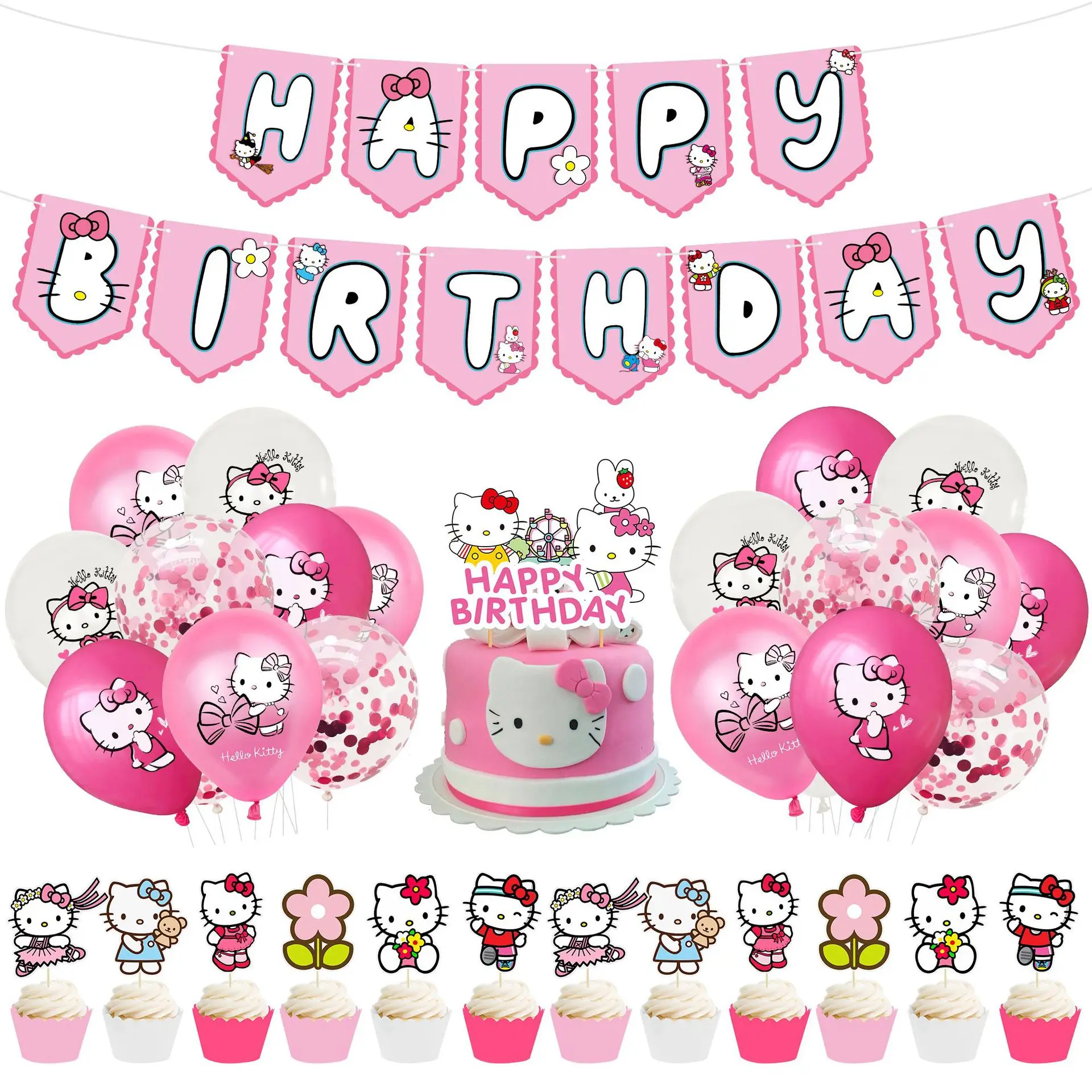 

Sanrio Hello Kitty Series Theme Birthday Party Decoration Supplies Cute Cartoon Latex Balloons Balloon Baby Shower Kids Toy Gift