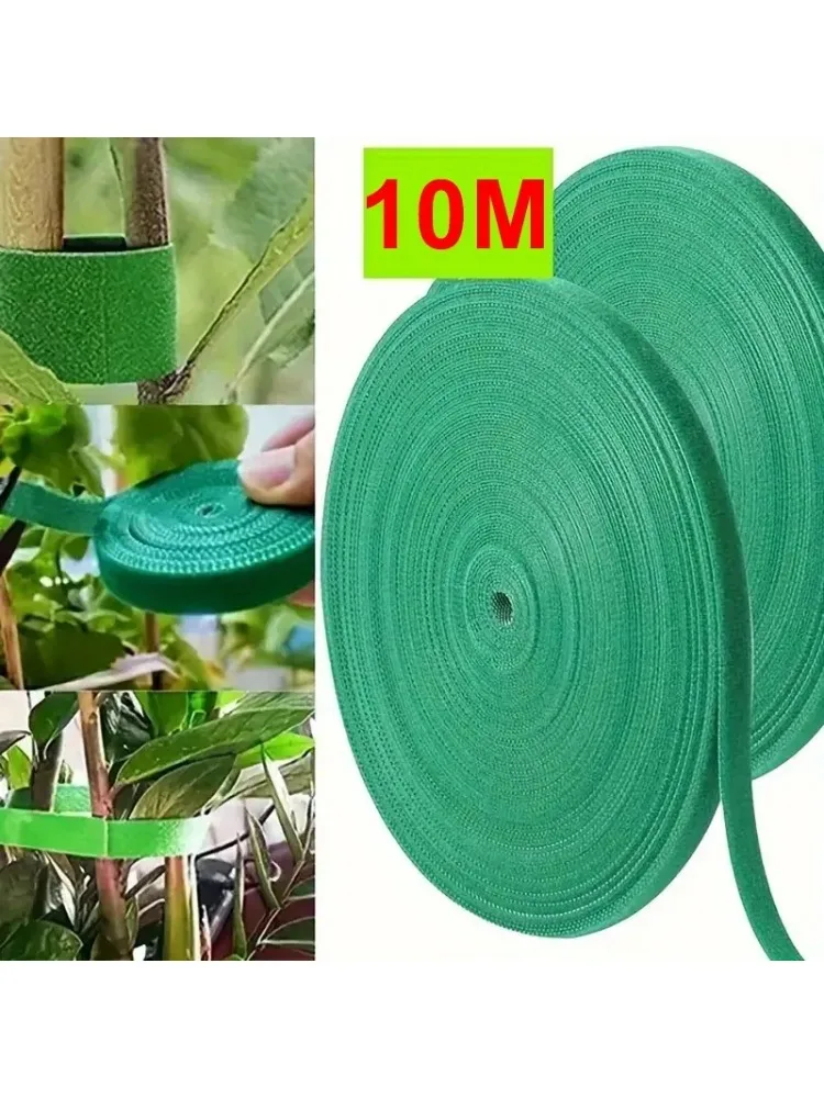 10M Herbruikbare Nylon Plantenbinders Groene Tuinplantenbandage Kabelbinders Zelfklevende Plantenbevestigingstape voor Planten Tuin Huis - afbeelding 2