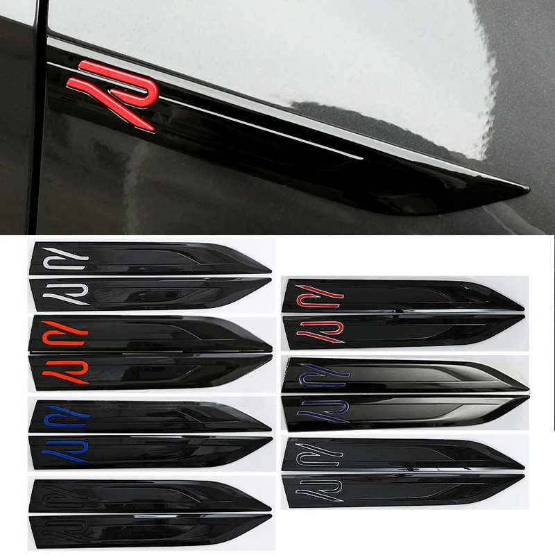 2pcs GTI R Emblem Car Fender Side Wing Auto Sticker Accessories For Volkswagen VW R-line Polo Golf MK8 Touareg Passat Magotan CC