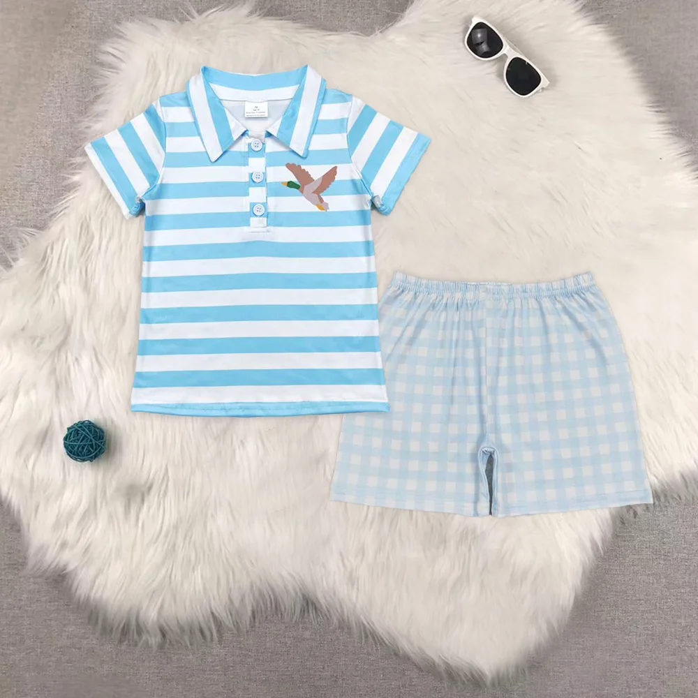 

Baby Boys Grey Stripes Deer Short Sleeve Pullover Tee Shirts